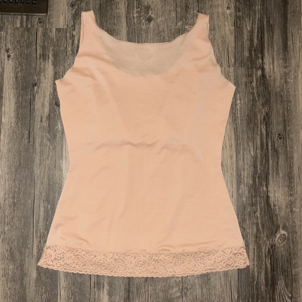 Spanx Cream Lace Hem Slimming Tank Top Size XL - Picture 5 of 5